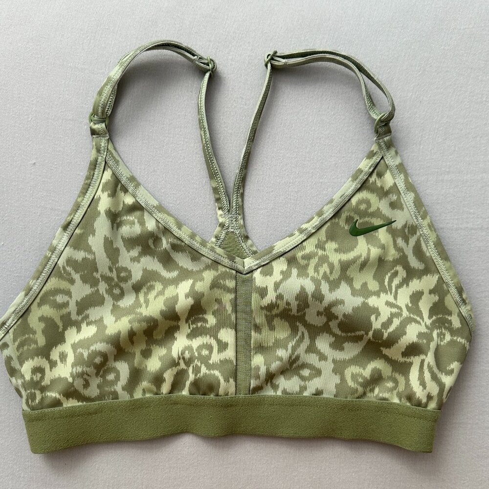 Nike Indy Floral Sports Bra Green Dri-Fit